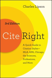 Cover of Cite Right, Third Edition by Charles Lipson