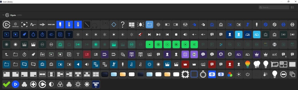 The Elgato Stream Deck's Icon Library, including over 200 colourful key icons.