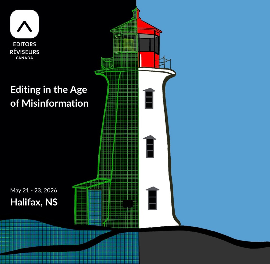 The logo of the Editors26 Conference: An illustration of a lighthouse on a rock. 